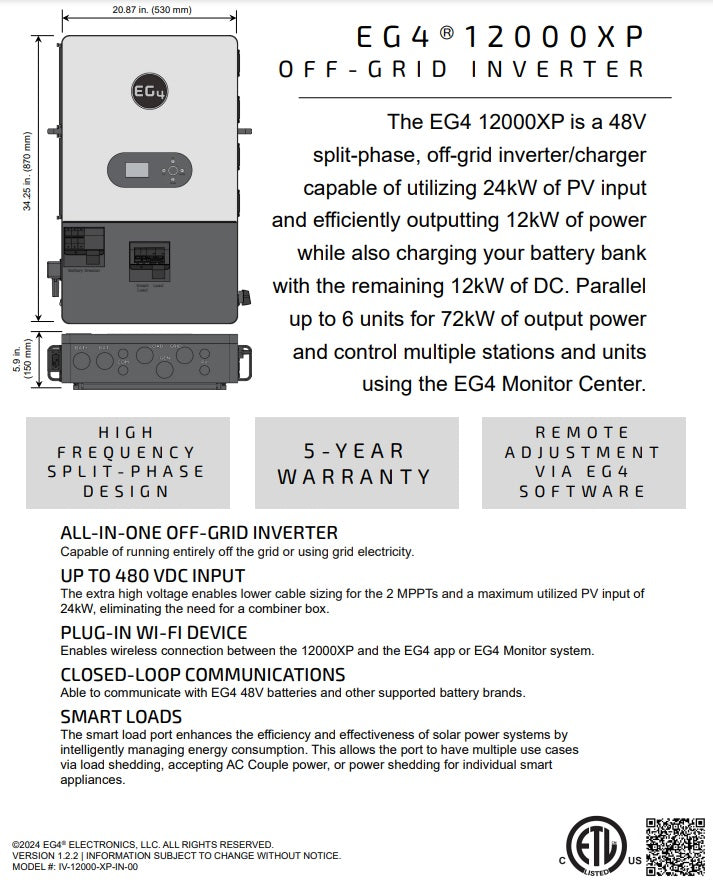 EG4 12000XP Off-Grid Inverter 12KW