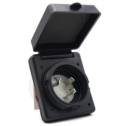 NEMA L5-30P inlet Flanged Tapa Negro