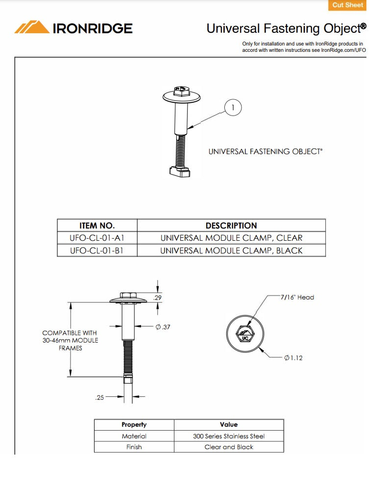 IronRidge UFO Universal Mid Clamp