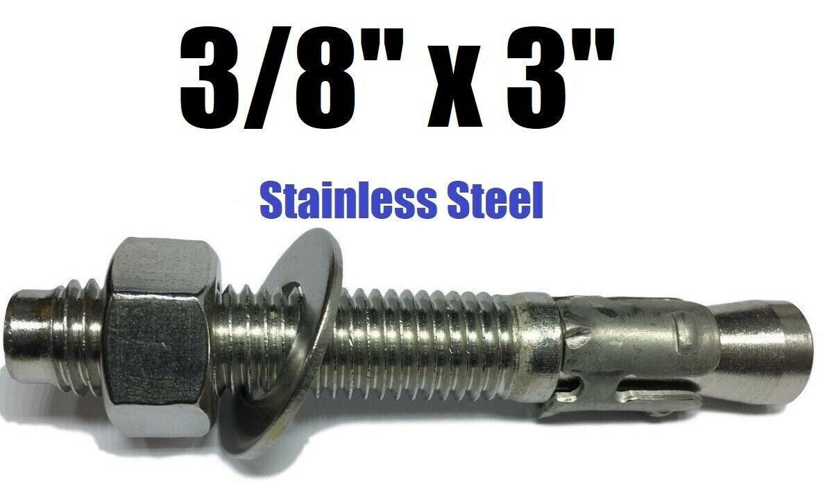 Expansión 3/8 X 3 Wedge Anchor stainless steel Caja de 100