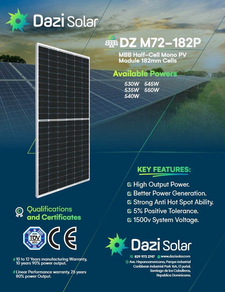 Panel Solar Dazi Solar 550W Mono