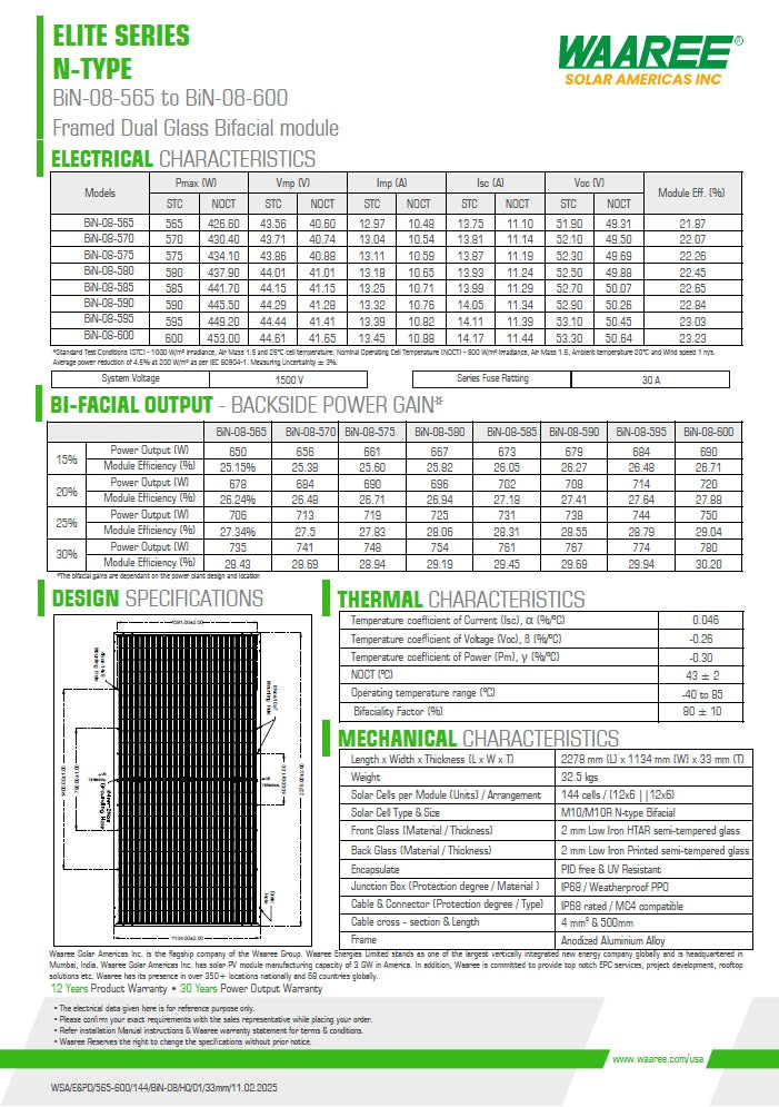 Panel Solar WaaRee Solar 590W Mono N Type