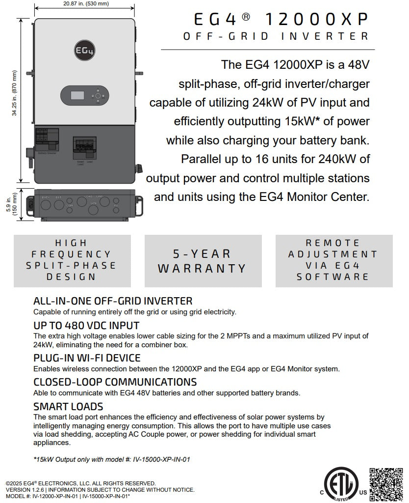 EG4 12000XP Off-Grid Inverter 12KW v2