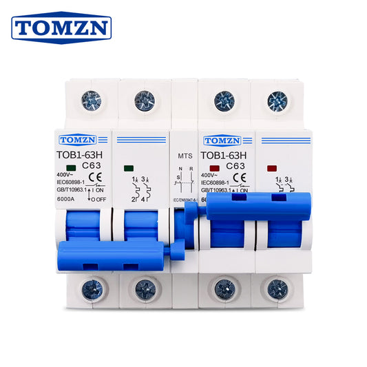 Transfer Switch AC 2P+2P MTS Breaker Din Rail 4P Tomzn