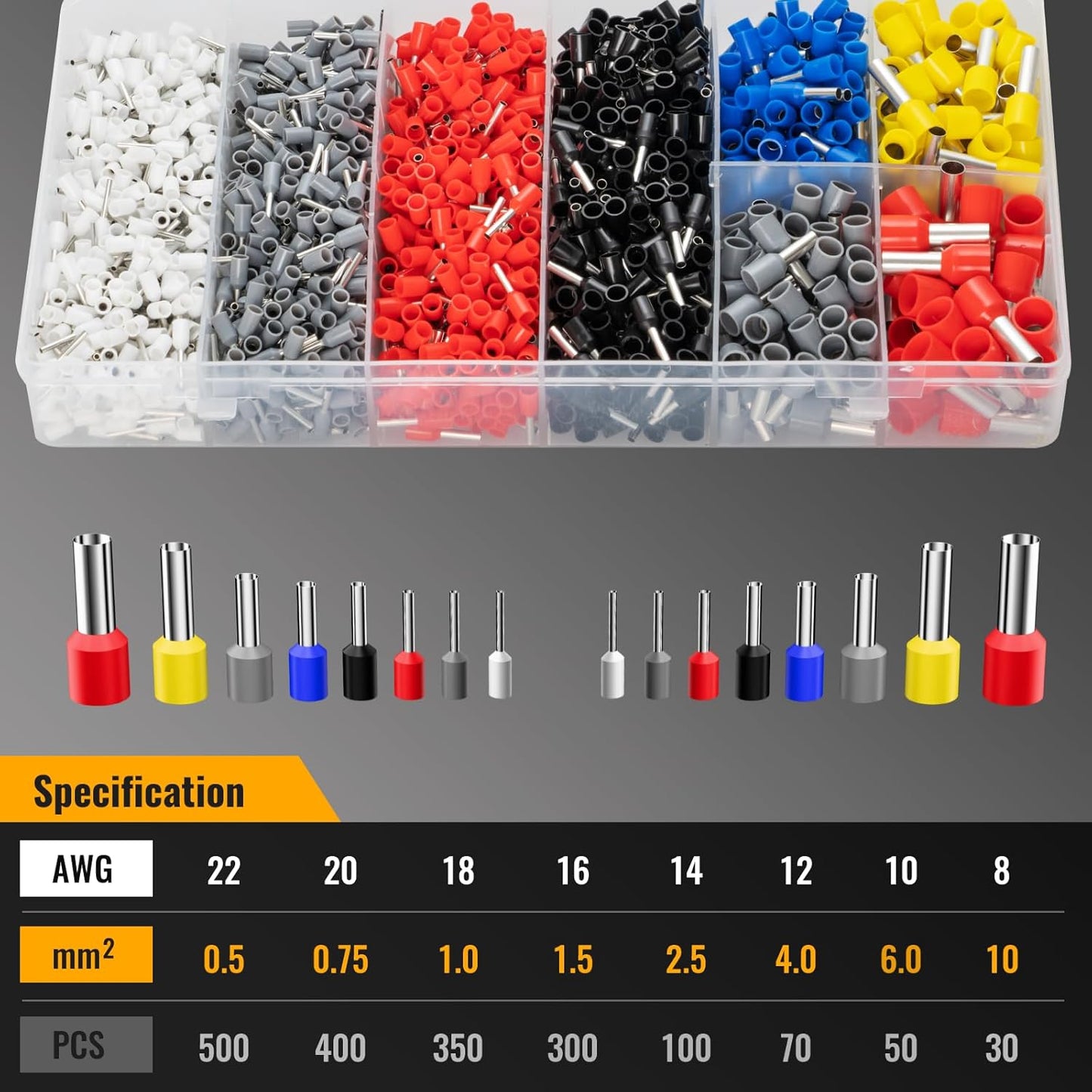 Terminales ferrule 1800 piezas