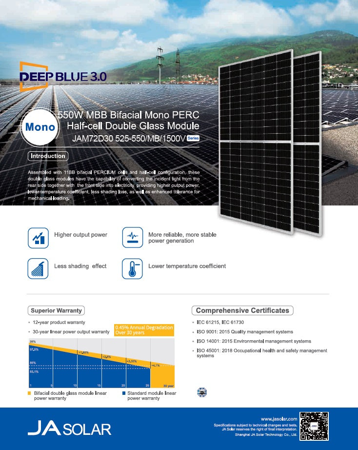 Panel Solar JA Solar 545W Mono
