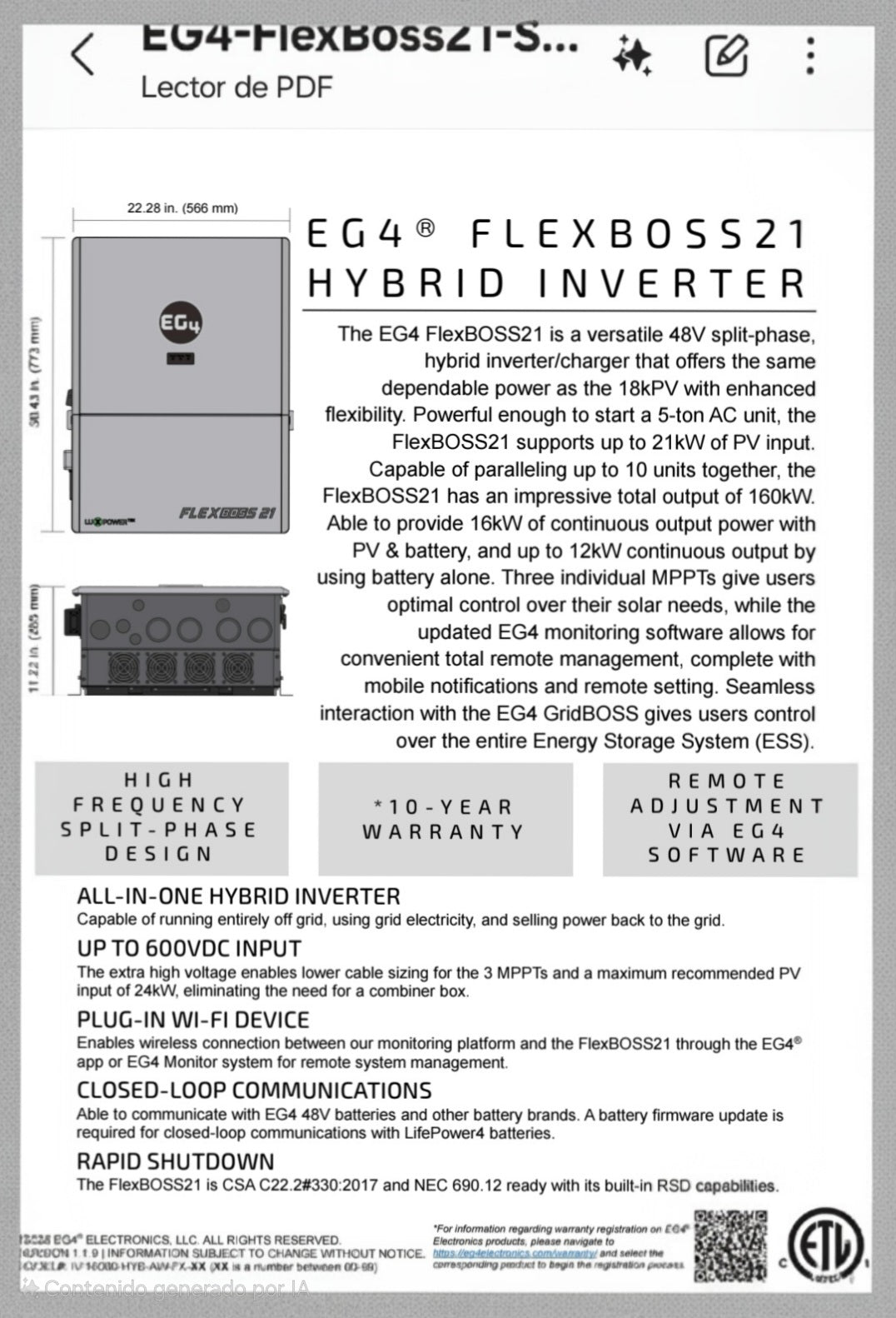 EG4 FLEXBOSS21 Inverter