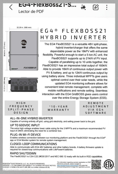 EG4 FLEXBOSS21 Inverter