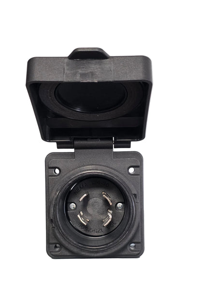 NEMA L14-30P inlet Flanged Tapa Negra