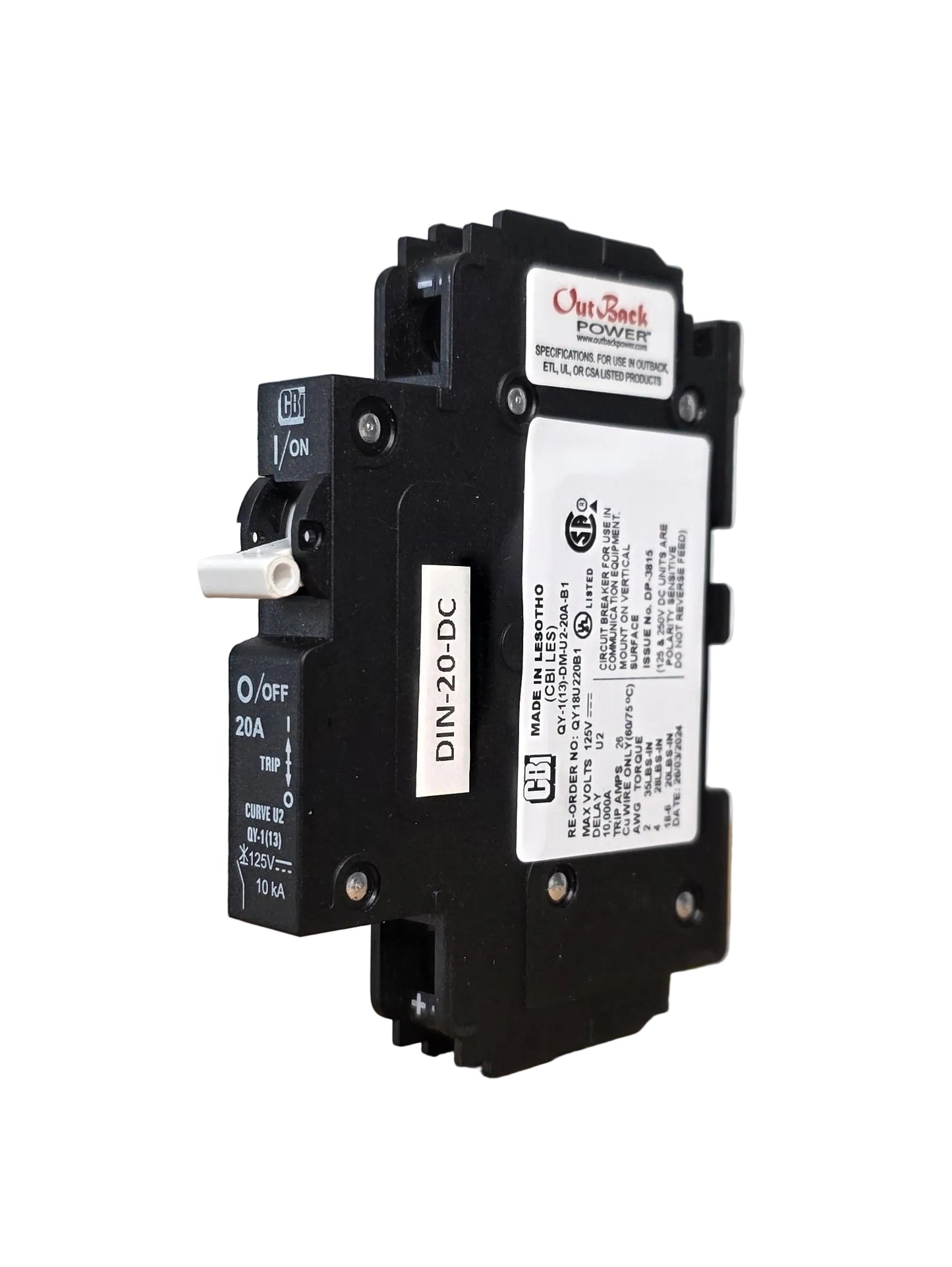 Breaker DC PV 125vdc Din Rail OutBack