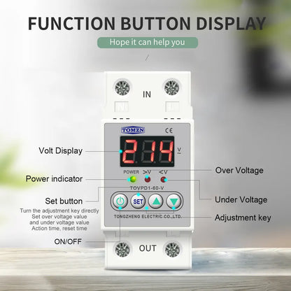 Over under voltage AC protective Din Rail TOMZN